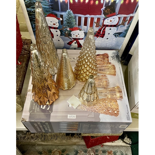 203 - BOXED SET OF 5 LED GLASS FESTIVE ORNAMENTS