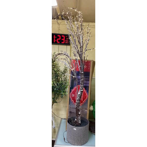 199 - BOXED 2.1M  POTTED BRANCH STYLE TREE  WITH LED LIGHTS