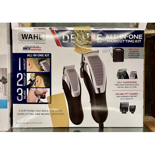 4 - BOXED WAHL DELUXE ALL-IN-ONE HAIR CUTTING KIT WITH BEARD TRIMMER AND SOME ACCESSORIES