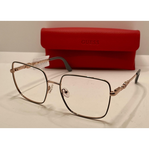 40 - PAIR OF GUESS OVERSIZED SPECTACLE FRAMES GU2953 WITH GUESS CASE -FULL RIM GOLD/GREY