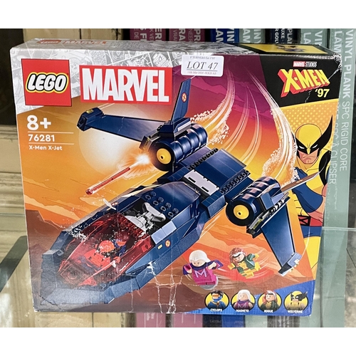 47 - BOXED LEGO MARVEL X-MEN X JET 76281 SET - SEALED BUT DAMAGE TO CORNERS OF BOX