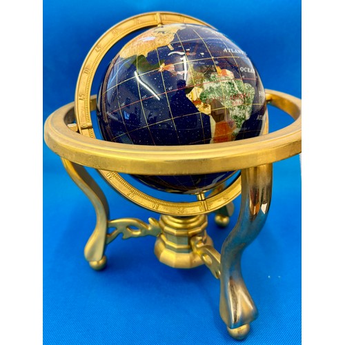 339 - A terrestrial world globe, produced using semi-precious gemstones, including Lapis Lazuli, Mother Of... 