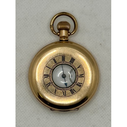 354 - VINTAGE 3/4 GOLD PLATED ELGIN HUNTER POCKET WATCH.C.1921 - CASED IN A BOODLE & DUNTHORNE BOX