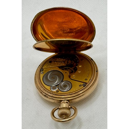 354 - VINTAGE 3/4 GOLD PLATED ELGIN HUNTER POCKET WATCH.C.1921 - CASED IN A BOODLE & DUNTHORNE BOX