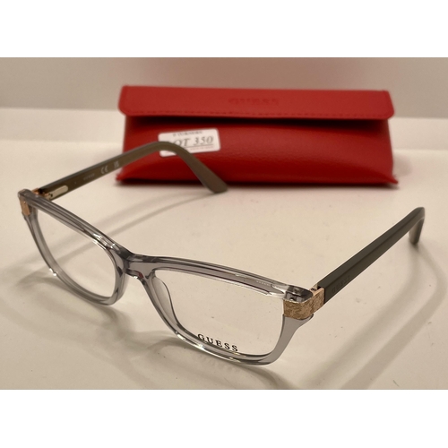 350 - PAIR OF GUESS SPECTACLE FRAMES - GU2956 GREY AND CLEAR WITH GOLD COLOURED HINGE WITH ORIGINAL GUESS ... 