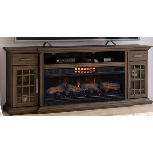 218 - TRESANTI EVERETT MEDIA MANTEL FIREPLACE IN CLASSIC FLAME AND CLASSIC FAN 2 IN 1 ELECTRIC FIREPLACE A... 