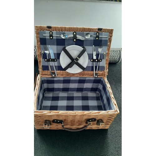 290 - RATTAN PICNIC BASKET WITH SOME FITTINGS