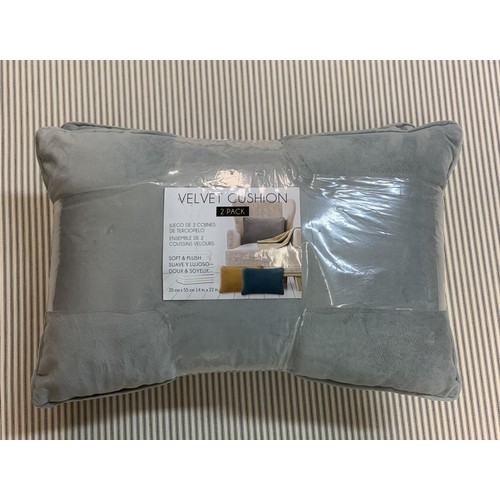 209A - A PACK OF X2 GREY VELVET SCATTER CUSHIONS