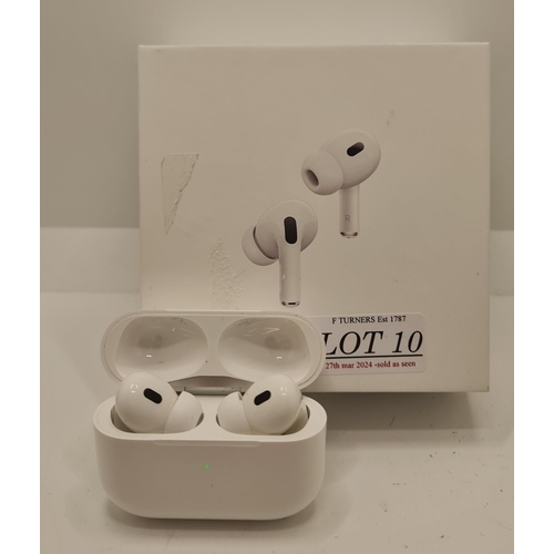 10 - BOXED PAIR OF APPLE AIR POD PROS 2ND GEN WITH EXTRA BUDS AND CHARGING WIRE