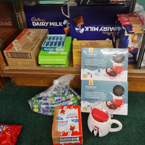 21 - SHELF OF VARIOUS CONFECTIONERY INC. TWIX, KINDER BUENO, AERO, POLO MINTS, DAIRY MILK BARS, ALMOND NO... 