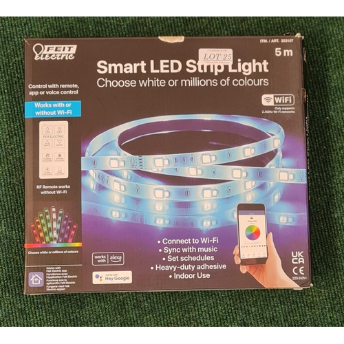 25 - BOXED FEIT ELECTRIC 5M LED SMART STRIP LIGHT WITH R/C - WORKS WITH 'ALEXA' AND 'HEY GOOGLE' - APP CO... 