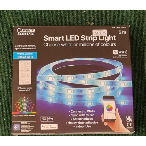 27 - BOXED FEIT ELECTRIC 5M LED SMART STRIP LIGHT WITH R/C - WORKS WITH 'ALEXA' AND 'HEY GOOGLE' - APP CO... 