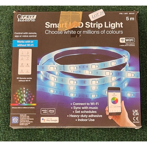 28 - BOXED FEIT ELECTRIC 5M LED SMART STRIP LIGHT WITH R/C - WORKS WITH 'ALEXA' AND 'HEY GOOGLE' - APP CO... 