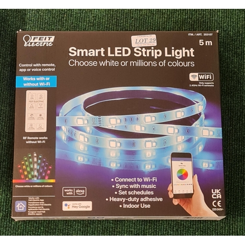 29 - BOXED FEIT ELECTRIC 5M LED SMART STRIP LIGHT WITH R/C - WORKS WITH 'ALEXA' AND 'HEY GOOGLE' - APP CO... 