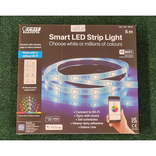 30 - BOXED FEIT ELECTRIC 5M LED SMART STRIP LIGHT WITH R/C - WORKS WITH 'ALEXA' AND 'HEY GOOGLE' - APP CO... 