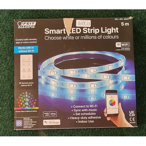 31 - BOXED FEIT ELECTRIC 5M LED SMART STRIP LIGHT WITH R/C - WORKS WITH 'ALEXA' AND 'HEY GOOGLE' - APP CO... 