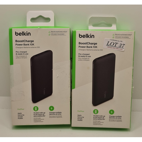 37 - 2 X BOXED BELKIN BOOST CHARGE POWER BANKS 10K - 10,000 MAH