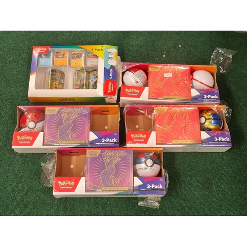 5 - LARGE QTY VARIOUS POKEMON CARDS IN TINS INC SCARLETT AND VIOLET ETC.