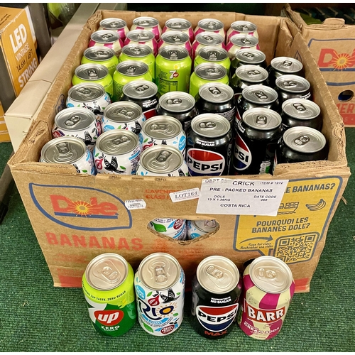 164 - BOX OF MIXED DRINKS INC. PEPSI MAX, RIO, 7-UP, BARRS CREAM SODA