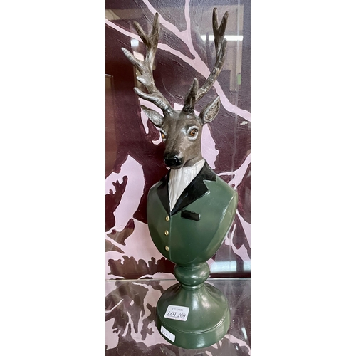 260 - LARGE STAG ORNAMENT IN SUIT ON STAND