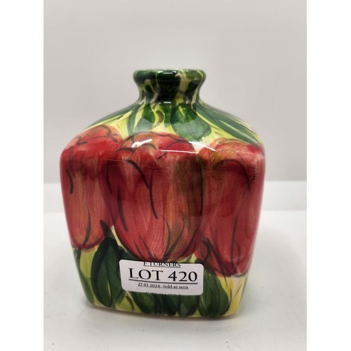 420 - VALERIE SHELTON HAND PAINTED POSY VASE TULIP DESIGN