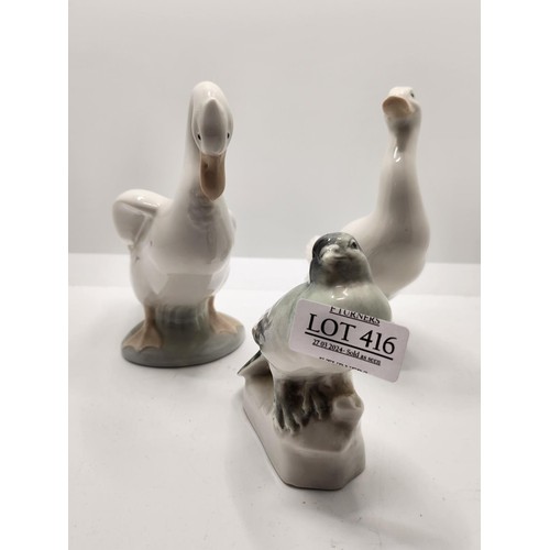 416 - X2 NAO BIRD FIGURINES AND ONE OTHER