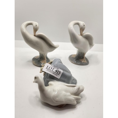 415 - X3 LLADRO BIRD FIGURINES