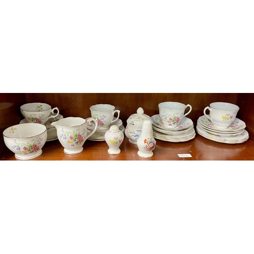 237 - TWO FLORAL DESIGN PORCELAIN TEA SETS - VERY WELL MATCHED - BELL FINE BONE CHINA OLD COUNTRY SPRAY (1... 