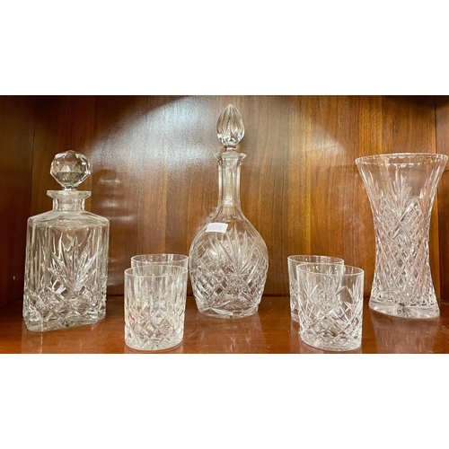 238 - EDINBURGH CRYSTAL WARES - VASE, WHISKY DECANTER AND X4 TUMBLERS AND A DECANTER