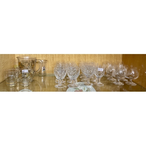 241 - A COLLECTION OF STUART CRYSTAL 6 BRANDIES, 8 HOCK GLASSES, 8 WINES ALSO A 1950'S LEMONADE SET - INCL... 