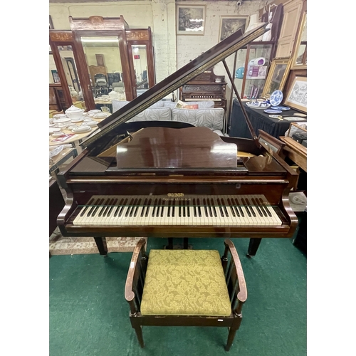 272 - SQUIRE AND LONGSON BABY GRAND PIANO WITH UPHOLSTERED PIANO STOOL, SUPPLIED BY CRANE & SON (SLIGHT FA... 