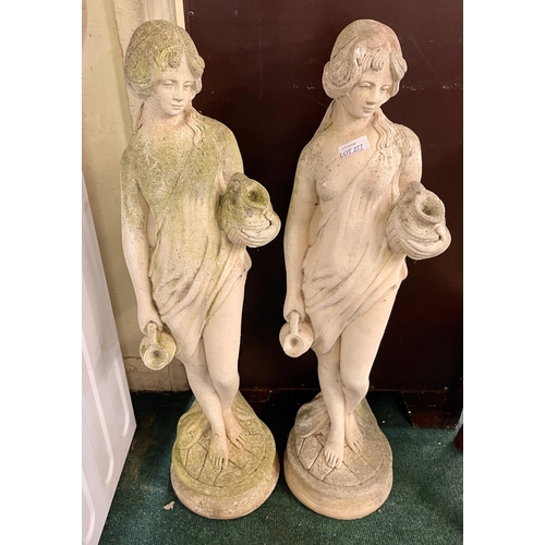 277 - PAIR OF GRECIAN STONEWARE GARDEN ORNAMENTS - APPROX 79CM HIGH