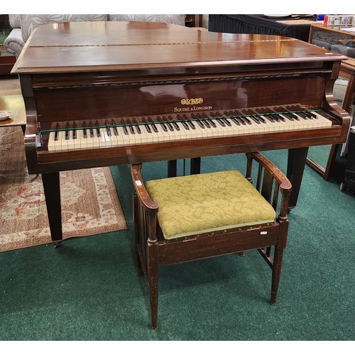 272 - SQUIRE AND LONGSON BABY GRAND PIANO WITH UPHOLSTERED PIANO STOOL, SUPPLIED BY CRANE & SON (SLIGHT FA... 