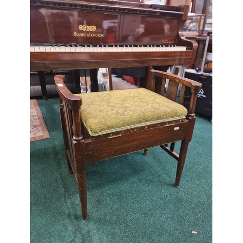 272 - SQUIRE AND LONGSON BABY GRAND PIANO WITH UPHOLSTERED PIANO STOOL, SUPPLIED BY CRANE & SON (SLIGHT FA... 