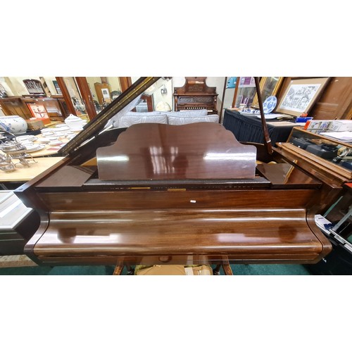 272 - SQUIRE AND LONGSON BABY GRAND PIANO WITH UPHOLSTERED PIANO STOOL, SUPPLIED BY CRANE & SON (SLIGHT FA... 