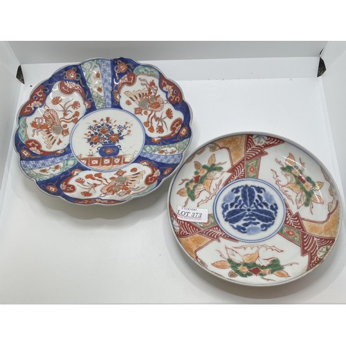 373 - X2 19TH.C JAPANESE IMARI CABINET DISHES, ONE APPROX 19CM, ONE 20CM