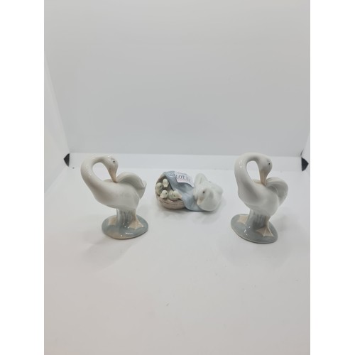 374 - X3 LLADRO BIRD FIGURINES