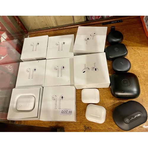 66 - 10 X PAIRS OF APPLE AIR PODS/AIR POD PROS ALL WITH VARIOUS FAULTS INC. NO SOUND, ONE SIDE NOT WORKIN... 