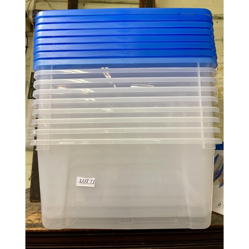 71 - SET OF 9 15L STACKABLE STORAGE CONTAINERS WITH LIDS TOGETHER WITH A CLEVER MAID COLLAPSIBLE STORAGE ... 