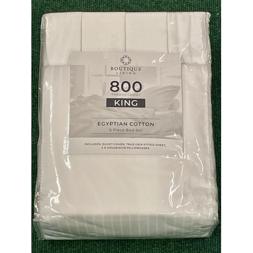 76 - BOUTIQUE LIVING 100% EGYPTIAN COTTON 800 THREAD COUNT 6 PIECE KING SIZE BED SET - DUVET COVER, FITTE... 