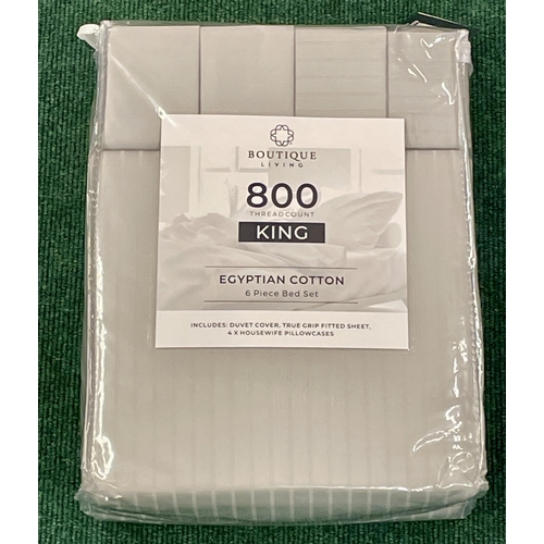 77 - BOUTIQUE LIVING 100% EGYPTIAN COTTON 800 THREAD COUNT 6 PIECE KING SIZE BED SET - DUVET COVER, FITTE... 