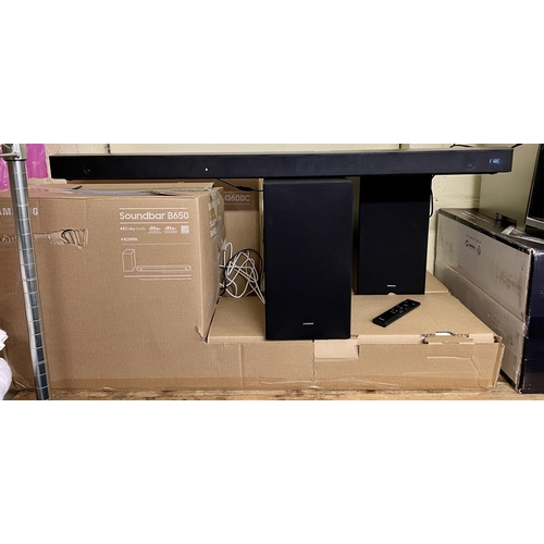 83 - BOXED SAMSUNG SOUNDBAR B650 WITH R/C  WITH SPARES