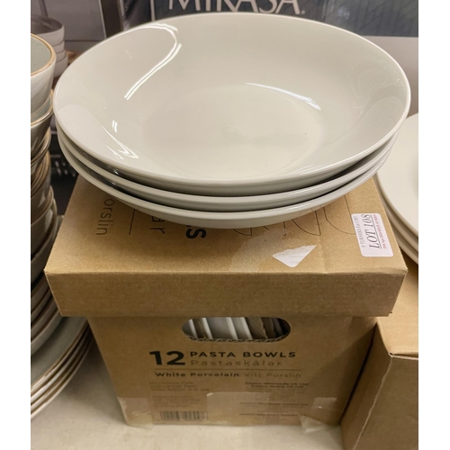 108 - BOXED PASTA SKALAR 12 PIECE WHITE PORCELAIN PASTA BOWL SET