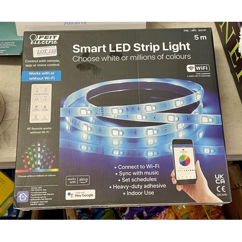 135 - BOXED FEIT ELECTRIC SMART LED STRIPLIGHT 5M WITH R/C - CAN BE CONNECTED, WORKS WITH HEY GOOGLE, ALEX... 