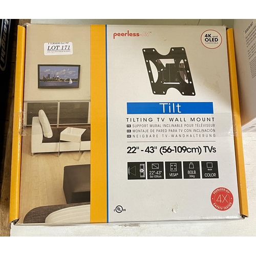 171 - BOXED PEERLESS AV TILT TV WALL MOUNT - 22