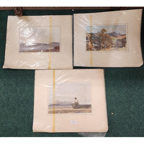 389 - X3 UNFRAMED WILLIAM RUSSELL FLINT PRINTS MARKED PLATE 2, MARCH SNOW, PLATE 3 ISLAND SANDS, PLATE 8 A... 