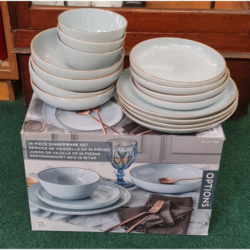 104 - BOXED OPTIONS 16 PIECE DINNERWARE SET - DUCK EGG BLUE