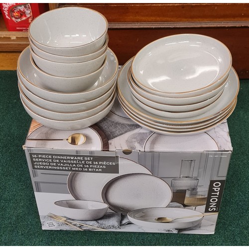 105 - BOXED OPTIONS 16 PIECE DINNERWARE SET - GREY