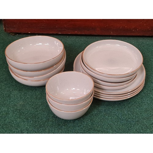 106 - OPTIONS 15 PIECE DINNERWARE SET - GREY (ONE CEREAL BOWL MISSING)