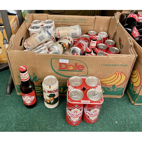 167 - BOF OF MIXED BEERS INCL, BIRRA MORETTI, CRUZCAMPO CANS AND BOTTLES